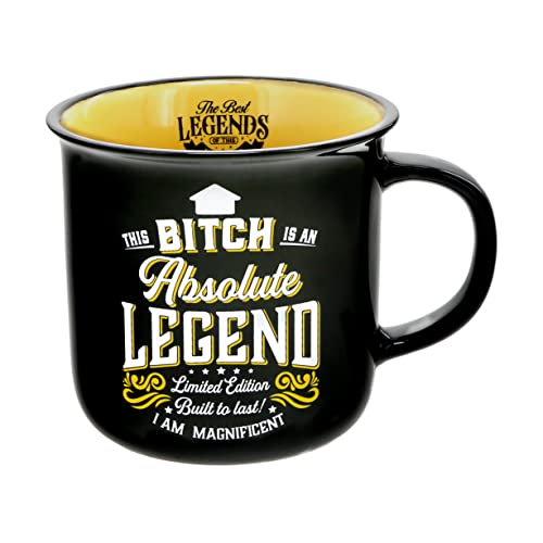 Pavilion Gift Company - Bitch Absolute Legend - Ceramic 13-ounce Campfire Mug, Double Sided Coffee Cup, Sarcastic Coffee Mug, Sassy Gifts For Women, 1 Count - Pack of 1, 3.75 x 5 x 3.5-Inches