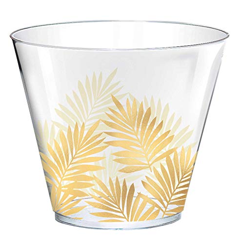 Amscan Gold Palm Tree Clear Plastic Cups - 30pc / 9oz