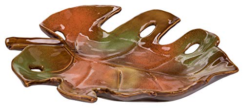 Transpac Ceramic Brown Harvest Woodland Greens Leaf Novelty plate, One Size