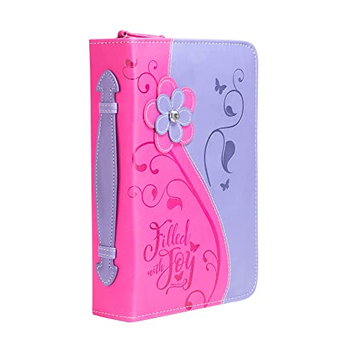 Divinity Filled with Joy Psalm Daisy Floral Hot Pink X-Large Faux Leather Bible Cover