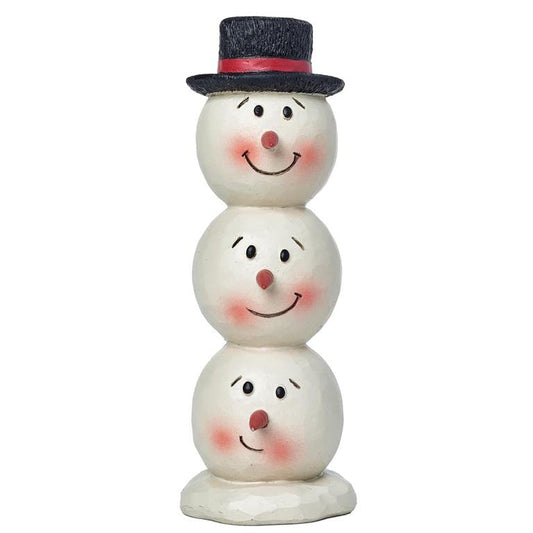 Blossom Bucket Stacked Snowman Heads with Black Hat