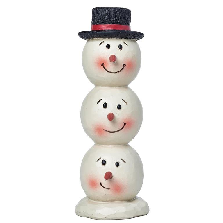 Blossom Bucket Stacked Snowman Heads with Black Hat