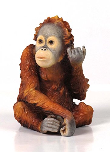 Unicorn Studio 5.13 Inch Baby Orangutan Sitting Decorative Statue Figurine, Orange
