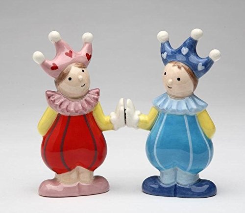 Cosmos Gifts Pink and Blue Twin Clown Design Salt and Pepper Shaker Set