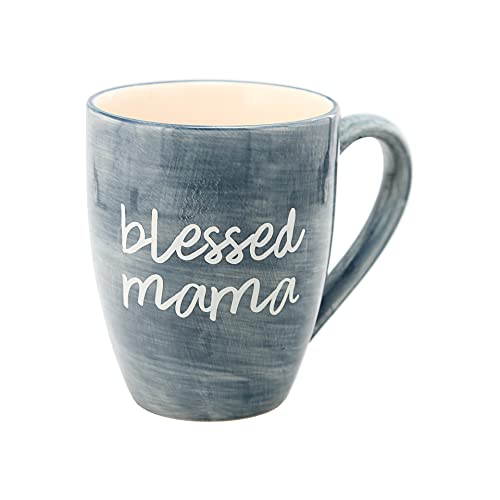 Pavilion Mom Life 85206 Blessed Mama Navy Blue Large 20 oz Ceramic Coffee Mug Tea Cup, Blue