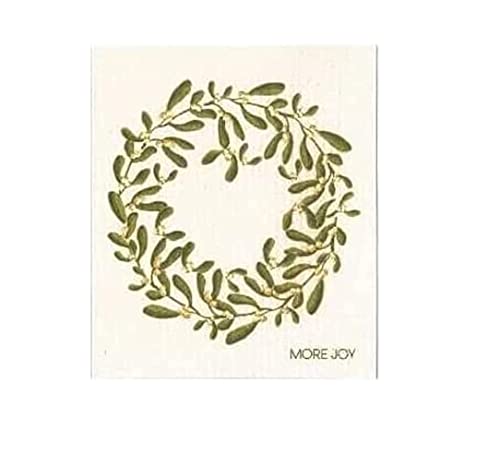 North Ridge Marketing More Joy Christmas Mistle Wreath Design Dishcloth, Kitchen Accessories, Holiday Season