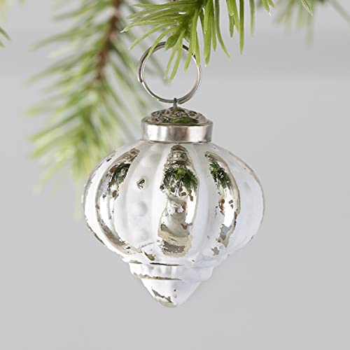 Park Hill Collection XAO10367 Cottage White Onion Ornament, 3.25-inch Length, Glass and Iron