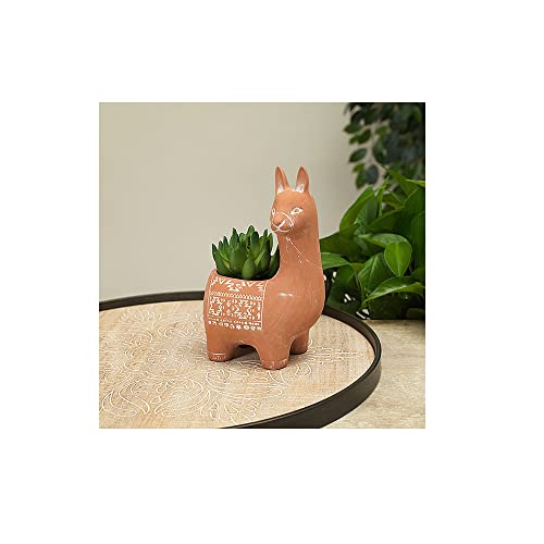 Gerson International Llama Planter with Hole at The Bottom, 7.25-inch Height, Terracotta