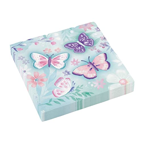 Amscan 512712 Flutter Luncheon Napkins, 6.5" x 6.5", Multicolor