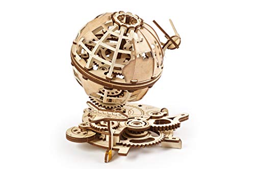 Ukidz UGEARS Globe - Wooden Educational Puzzle, Self Assembling Mechanical 3D Model, DIY Brain Teaser