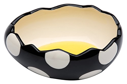 StealStreet SS-CG-62677, 6.5 Inch Black and White Polka Dot Cracked Egg Shell Shaped Small Bowl