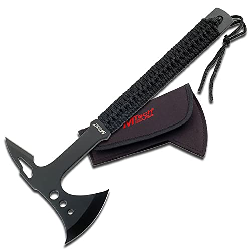 Master Cutlery MTech USA‚Äì Axe ‚Äì Black Fine Edge Stainless Steel Blade, Full Tang Construction, Black Cord Wrapped Handle, Includes Nylon Sheath, Tactical, Hunting, Survival ‚Äì MT-AXE8B