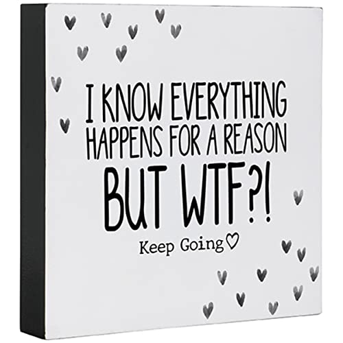 Carson Home 24943 Keep Going Collection WTF Square Sitter with Tag, 6-inch Height