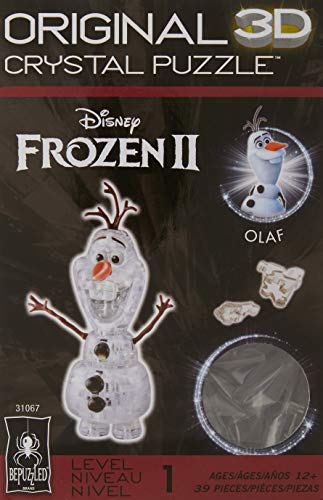 University Games Bepuzzled Disney Frozen II Crystal Puzzle-Olaf Snowman Original 3D Deluxe Licensed Crystal Puzzle - Fun Yet challenging Brain Teaser That Will Test Your Skills and Imagination, for Ages 12+