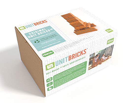 Ukidz UNITBRICKS Wooden Building Set for Age 18m+. 22 pcs Toddler Standard Unit Bricks - Built to The Scale Recommended by Childcare Expert Caroline Pratt
