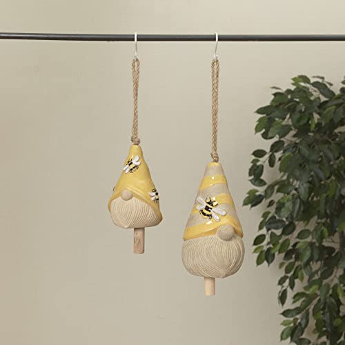 Gerson International Hanging Gnome Bells, Ceramic, 9.45-inch Height, Set of 2