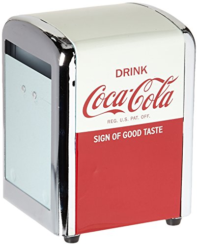 Tablecraft CC381 Coca-Cola Napkin Dispenser, Half, Red