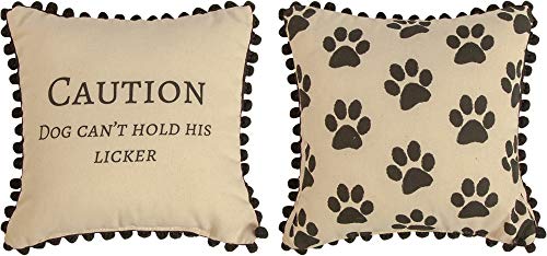 Manual Woodworker Caution Dog Cant Hold His Licker Pillow - Dog Pillow - Outdoor/Indoor Pillow - Decorative Pillow, 12 x 12 Inches