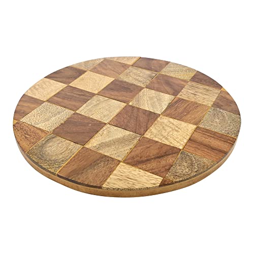 Boston Warehouse Wood Checkerboard Round Trivet