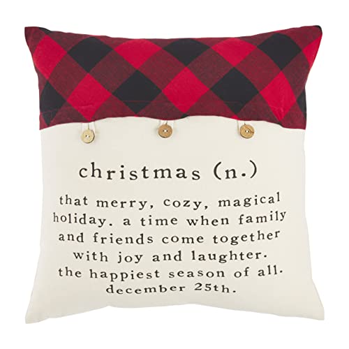 Mud Pie Button Pillow, 18" x 18", Christmas Rules 99 Count