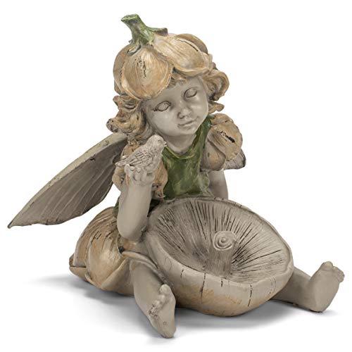 Napco Fairy Grey 8.5 x 9.5 inch Resin Stone Decorative Garden Figurine