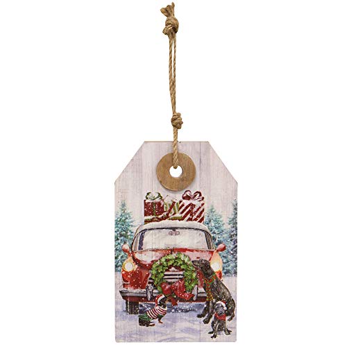 Kruenpeeper Creek CWI Gifts Winter Old Fashioned Car Wooden Tag, Multi