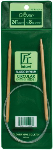 CLOVER 3016/24-8 Takumi Bamboo Circular 24-Inch Knitting Needles, Size 8