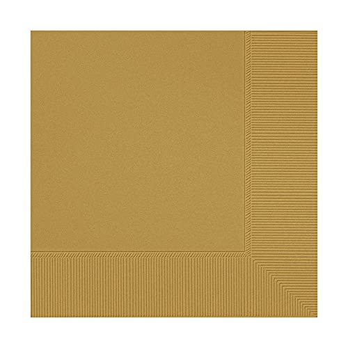 Amscan 19 3-Ply Beverage Napkins Party Supply, 5" x 5" Pack of 40, Gold