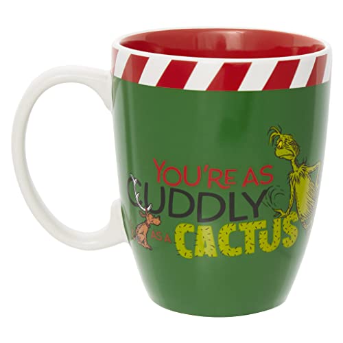 Department 56 Dr. Seuss The Grinch Cuddly as a Cactus Coffee Mug, 16 Ounce, Green