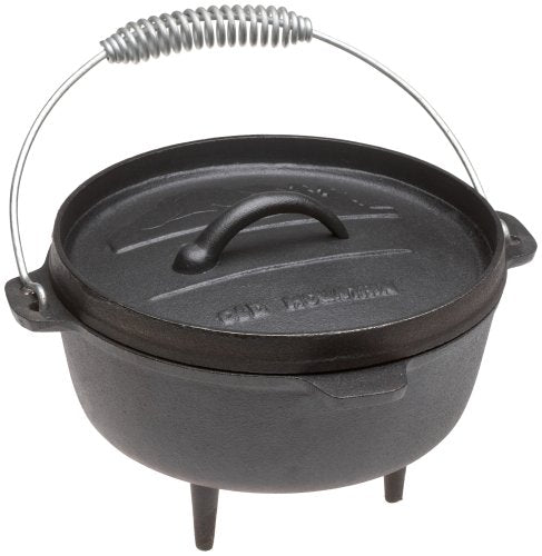Old Mountain Pre Seasoned 10113 2 Quart Camp Oven with Flanged Lid, Feet and Spiral Bail Handle