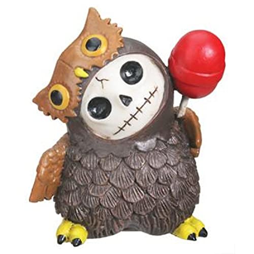 Pacific Trading SUMMIT COLLECTION Furrybones Hootie Signature Skeleton in Brown Owl Costume with Red Lollipop