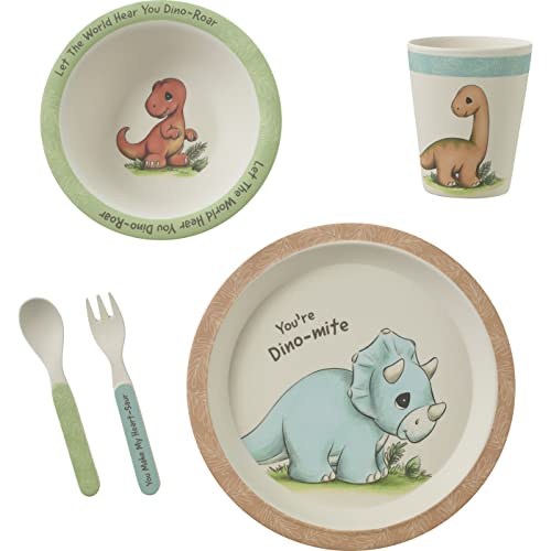 Precious Moments Dinosaur 5 Piece Mealtime Gift Set, Multicolor