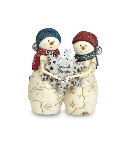 Pavilion Gift Company BirchHeart Snowman Pair, Reads Special Friends, 4.5-Inch