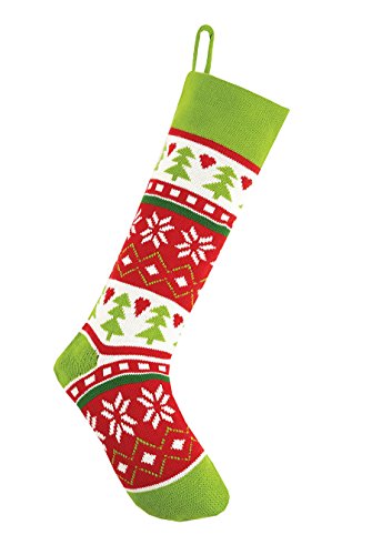 Peking Handicraft Fair Isle Tree Knit Stocking, 7x24