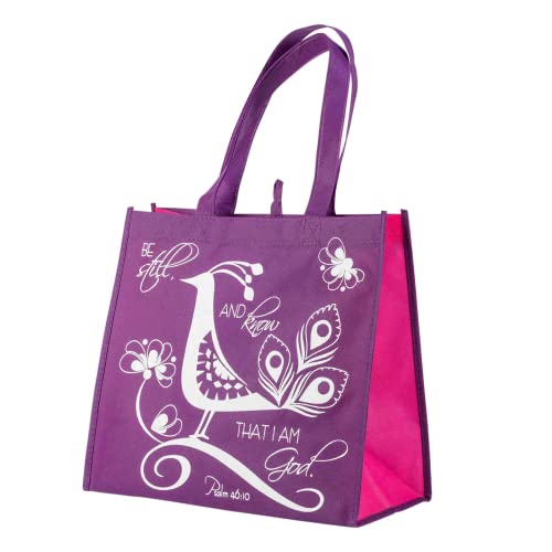 Divinity Boutique Eco Tote Bag - Reusable Grocery Bag & Travel Tote Carries 20 Lbs of Items - Christian Gifts for Fundraising, Thank Yous, Giveaways, Raffles - Be Still, Psalm 46:10, 25 Packs