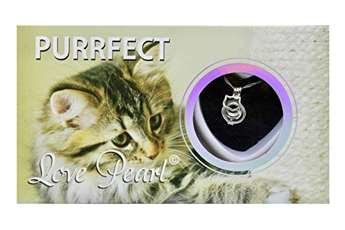 Puka Creations Purrfect Cat Love Wish Pearl Kit Chain Necklace Kit Pendant Cultured Pearl in Kit Set with Stainless Steel Chain 16"