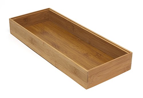 Lipper International 8186S Bamboo Wood Stacking Drawer Organizer Box, 6" x 15"