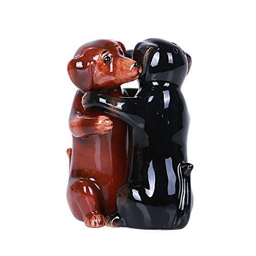 Pacific Trading Giftware Hugging Daschund Magnetic Ceramic Salt and Pepper Shakers Set