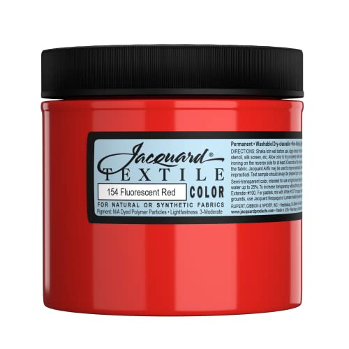 Jacquard Fabric Paint for Clothes - 8 Oz Textile Color Fluorescent Red Leaves Fabric Soft - Permanent and Colorfast - Professional Quality Paints Made in USA - Holds up Exceptionally Well to Washing‚Ä¶