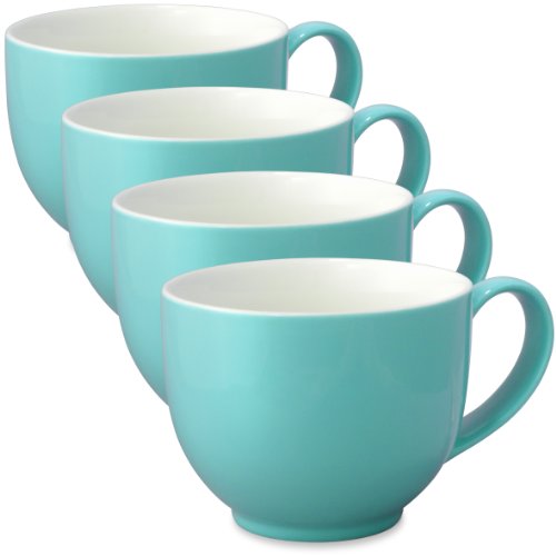FORLIFE Q Tea Cup with Handle (Set of 4), 10 oz, Turquoise