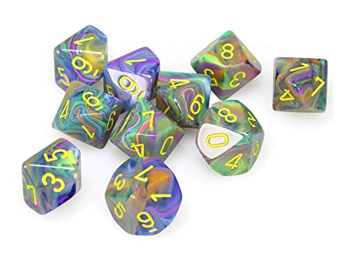 Chessex Festive Rio/Yellow D10 Dice Set (10)