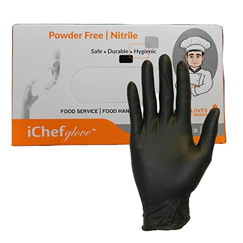 DHG Professional ichef glove 100 counts Food Service Food Handling Nitrile Gloves Black Powder Free (Small)
