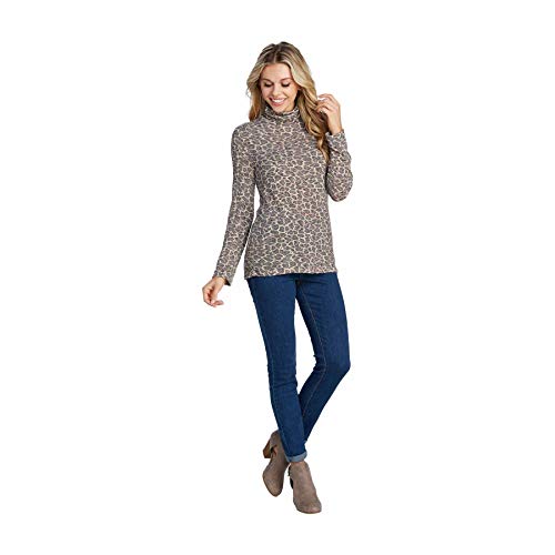 Mud Pie Leopard Shiloh Turtleneck (Large) Tan