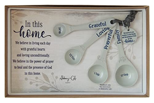 Cathedral Art Abbey & CA Gift Dark Blue In This Home Measuring Spoon Set Of 4
