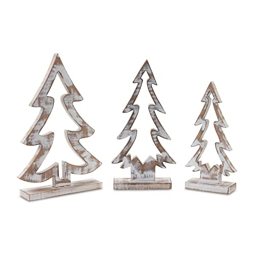 Melrose 86041 Christmas Tree Outline Figurine, Set of 3, 15.25-inch Height, MDF
