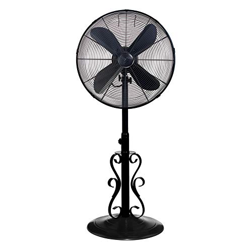 DecoBREEZE Adjustable Height Oscillating Outdoor Pedestal Fan, 18-Inch, Ebony