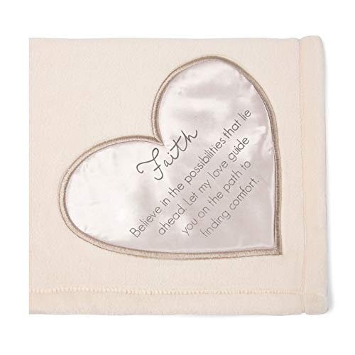 Pavilion Gift Company Faith-50x60 Super Soft Royal Plush Throw Blanket, Cream