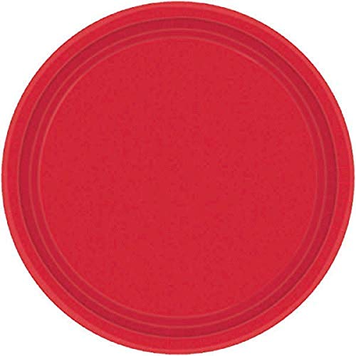 Amscan Value Solid Round Plates Party Supplies, 7", Apple Red