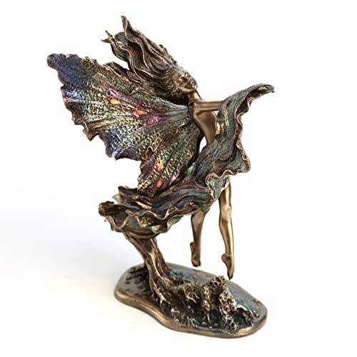 Unicorn Studio Veronese Design 9 5/8" Where Moon Beams Fall Josephine Wall Fairy Figurine Cold Cast Resin Statue Antique Bronze Finish Mystic Gifts