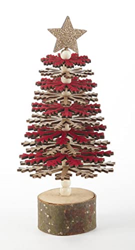 Delton Snowflake Tree with Base, 7.9-inch Height, Wood